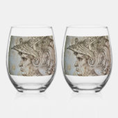 Leonardo's Helmeted Warrior    Weinglas Ohne Stiel (Vorderseite)