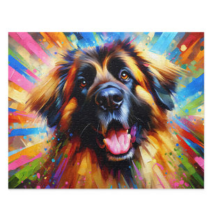 Leonberger Acryl-Kunst: Golden mit schwarzen Spitz Puzzle