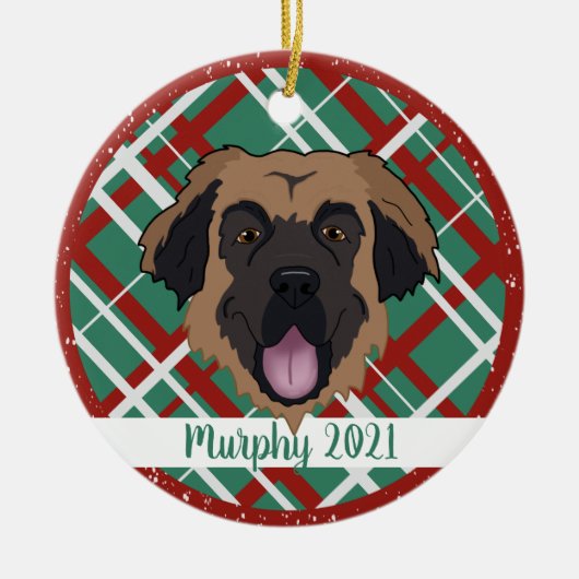 Leonberger Christmas Keramik Ornament (Vorne)