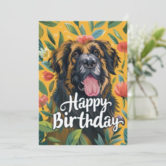 Leonberger Dog Birthday Feiertagskarte (Stehend Vorderseite)
