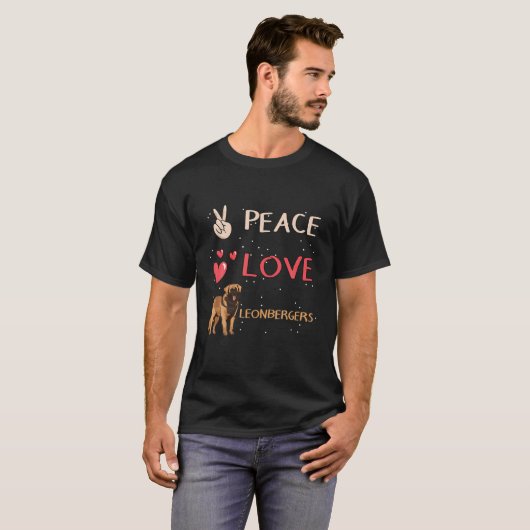 Leonberger Dog Owner Peace Liebe Leonbergers T-Shirt (Vorne ganz)