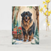 Leonberger Dog Weihnachtsgrußkarte Karte (Gelbe Blume)