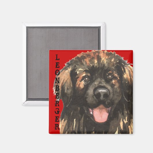 Leonberger Farbblock Magnet (Vorderseite/Rückseite)