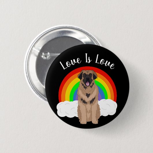 Leonberger Gay Pride Rainbow Button (Vorne & Hinten)
