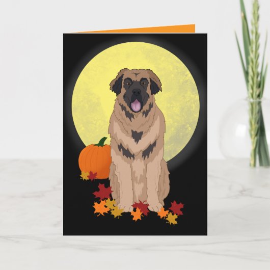 Leonberger Halloween Herbst Karte (Vorderseite)