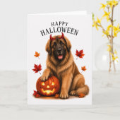 Leonberger Halloween Teufelshund Karte (Gelbe Blume)