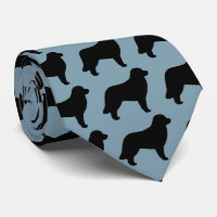 Leonberger Hund Silhouetten Muster Blau und Schwar