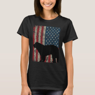 Leonberger Hund Vintag amerikanische Flagge 4. Jul T-Shirt