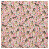 Leonberger Hund Vintage Blumen pink Stoff (Muster)