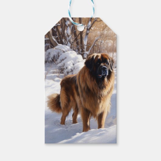 Leonberger lässt es Weihnachten schneien Geschenkanhänger (Vorderseite)