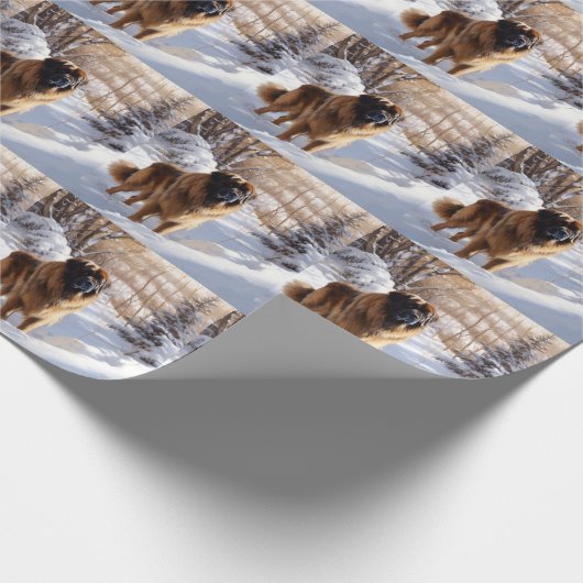 Leonberger lässt es Weihnachten schneien Geschenkpapier (Ecke)