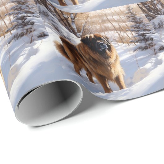 Leonberger lässt es Weihnachten schneien Geschenkpapier (Rolleneckpunkt)