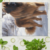 Leonberger lässt es Weihnachten schneien Geschirrtuch (Gefaltet)