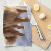 Leonberger lässt es Weihnachten schneien Geschirrtuch (Viertel Falte)