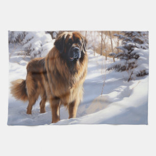 Leonberger lässt es Weihnachten schneien Geschirrtuch
