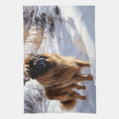 Leonberger lässt es Weihnachten schneien Geschirrtuch (Vertikal)