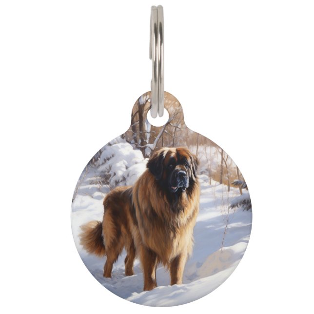 Leonberger lässt es Weihnachten schneien Haustiermarke (Vorderseite)