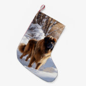 Leonberger lässt es Weihnachten schneien Kleiner Weihnachtsstrumpf (Vorderansicht (hängend))