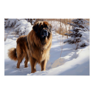 Leonberger lässt es Weihnachten schneien Poster