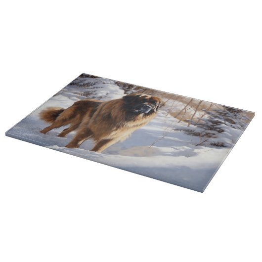 Leonberger lässt es Weihnachten schneien Schneidebrett (Ecke)