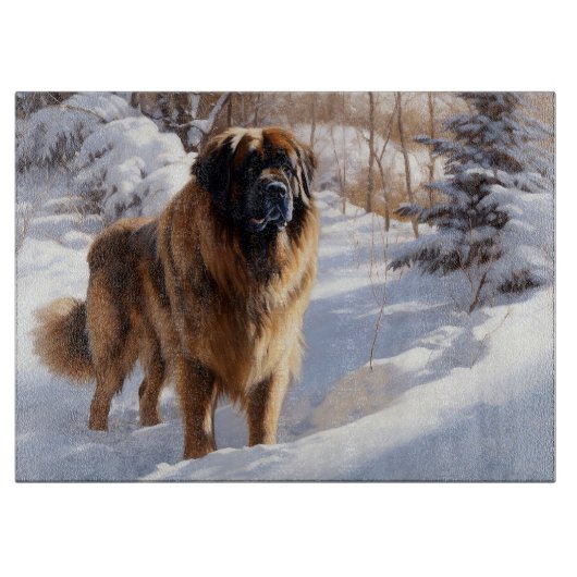Leonberger lässt es Weihnachten schneien Schneidebrett (Vorderseite)