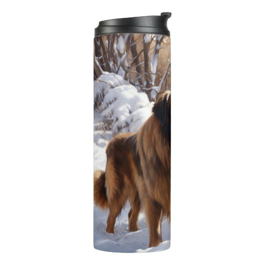 Leonberger lässt es Weihnachten schneien Thermosbecher (Nach links gedreht)