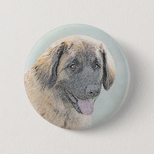 Leonberger Malerei - Niedliche Original Hundeschul Button (Vorderseite)