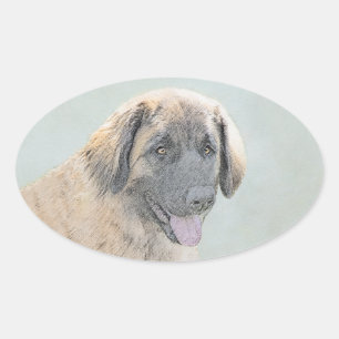 Leonberger Malerei - Niedliche Original Hundeschul Ovaler Aufkleber