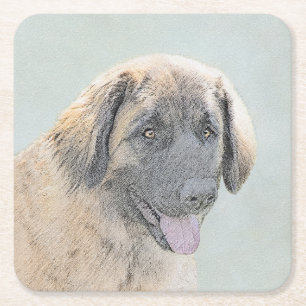 Leonberger Malerei - Niedliche Original Hundeschul Rechteckiger Pappuntersetzer