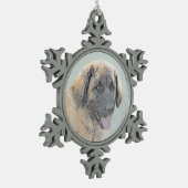 Leonberger Malerei - Niedliche Original Hundeschul Schneeflocken Zinn-Ornament (Links)
