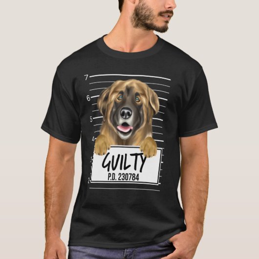 Leonberger-Mugshot-schuldiger Hund T-Shirt (Vorderseite)