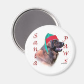 Leonberger Santa Paws Magnet (Vorderseite/Rückseite)