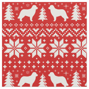 Leonberger Silhouette-Weihnachtsmuster-Rot Stoff