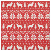 Leonberger Silhouette-Weihnachtsmuster-Rot Stoff (Muster)