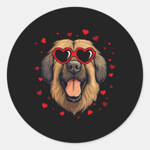 Leonberger Valentine Herz Niedlicher Hund Liebhabe Runder Aufkleber