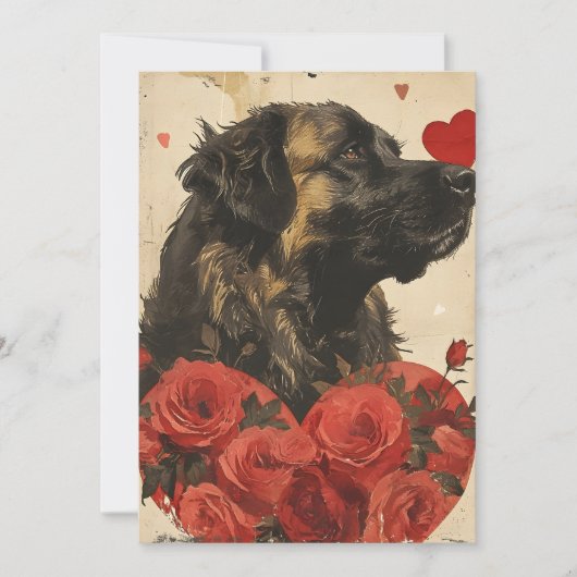 Leonberger Vintag Valentinstag Feiertagskarte (Vorderseite)