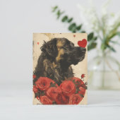 Leonberger Vintag Valentinstag Postkarte (Stehend Vorderseite)