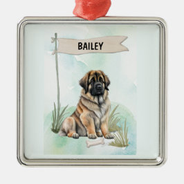 Leonberger Watercolor Personalized Dog Ornament Aus Metall