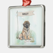 Leonberger Watercolor Personalized Dog Ornament Aus Metall (Links)