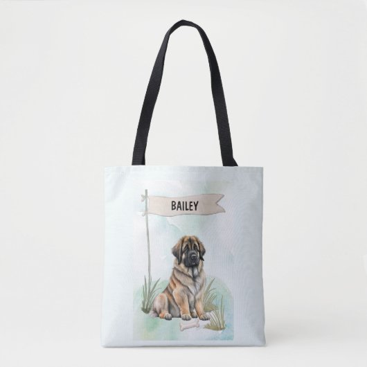 Leonberger Watercolor Personalized Dog Tasche (Vorderseite)