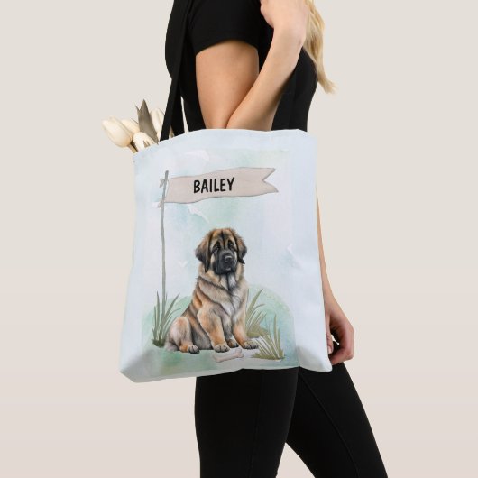 Leonberger Watercolor Personalized Dog Tasche (Von Nahem)