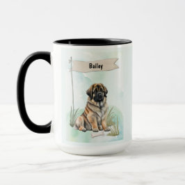 Leonberger Watercolor Personalized Dog Tasse