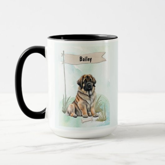 Leonberger Watercolor Personalized Dog Tasse (Links)