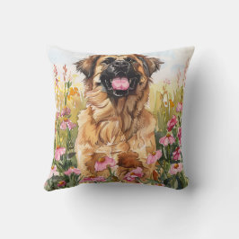 Leonberger Watercolor Throw Pillow Kissen