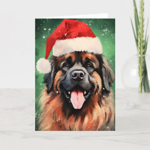 Leonberger Weihnachts-Pinselmalerei-Kunstwerk Feiertagskarte