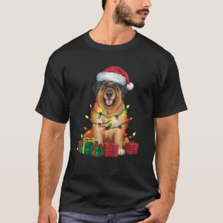 Leonberger Weihnachtsbeleuchtung Weihnachtsmannhut T-Shirt