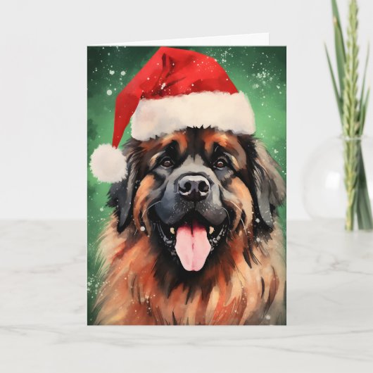 Leonberger Weihnachtsmalerei Feiertagskarte (Vorderseite)