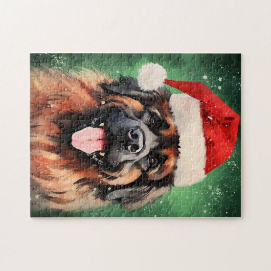 Leonberger Weihnachtsmalerei Puzzle (Horizontal)