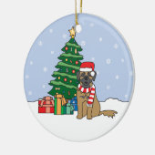 Leonberger Weihnachtsverzierung Keramikornament (Links)