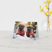 Leonberger Welppies Weihnachtskarte Karte (Gelbe Blume)